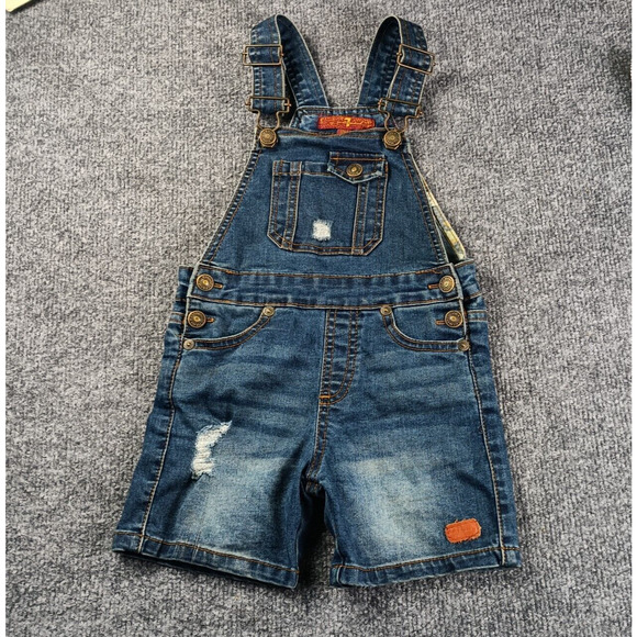 Baby Denim Shortall Overalls Toddler Boy Girl 12M Seven For All Mankind - Picture 1 of 9